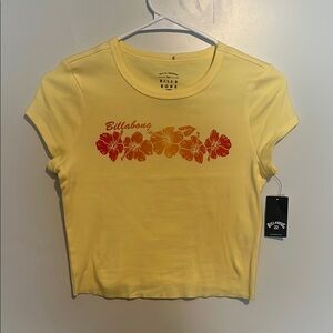 Billabong Yellow Cap Sleeve Crop Top